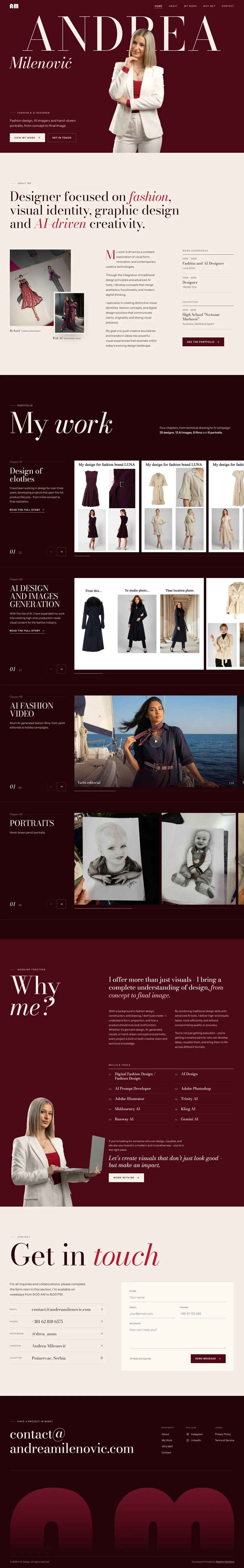 Fashion Designer - Website - capture of the full home page