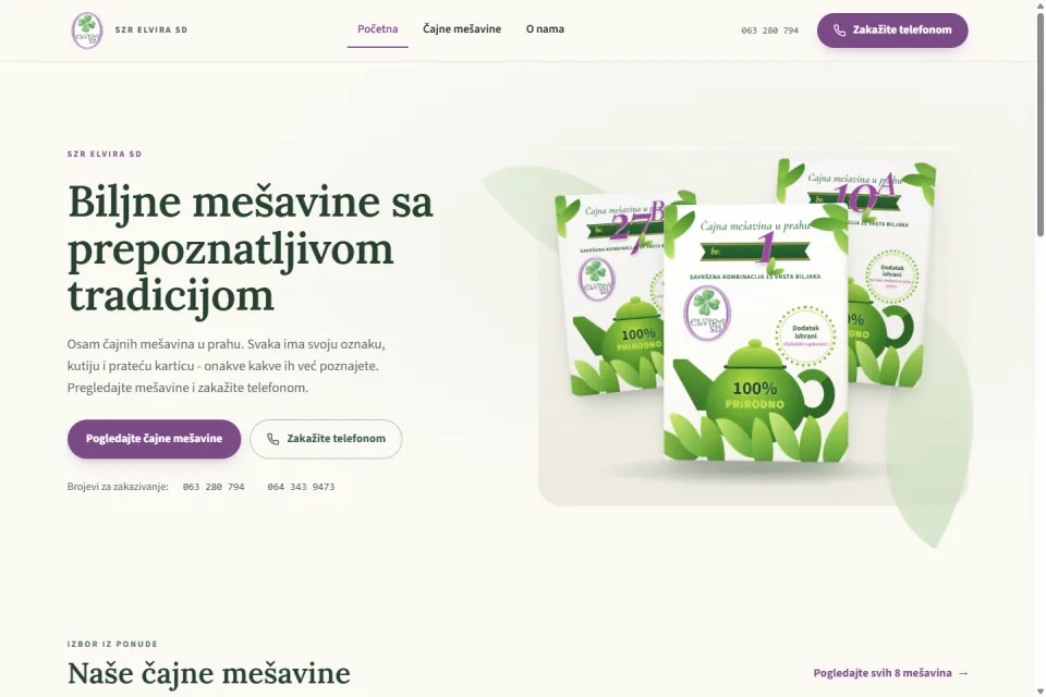Snimak naslovne strane sajta SZR Elvira SD