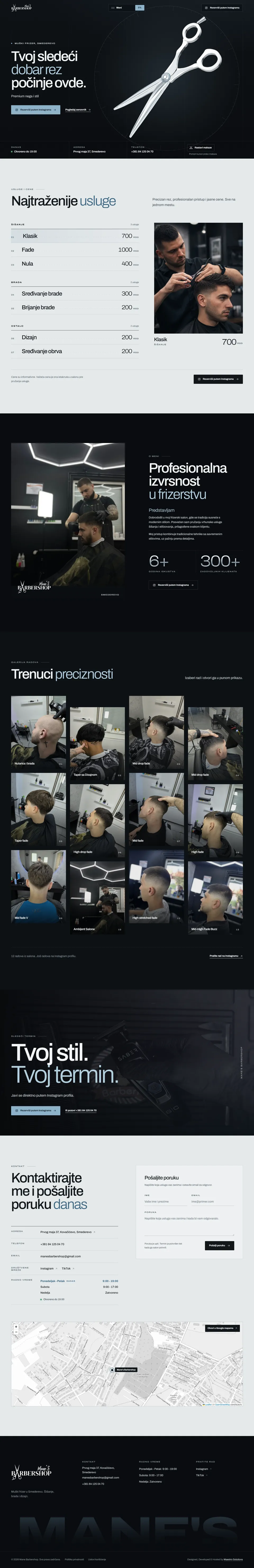 Barbershop - Website - capture of the full home page